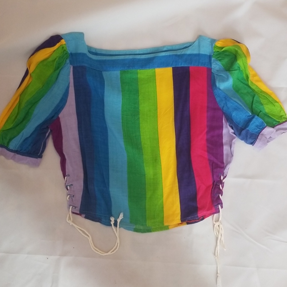 Vintage 80's Rainbow Crop Top, EZ Street size XS